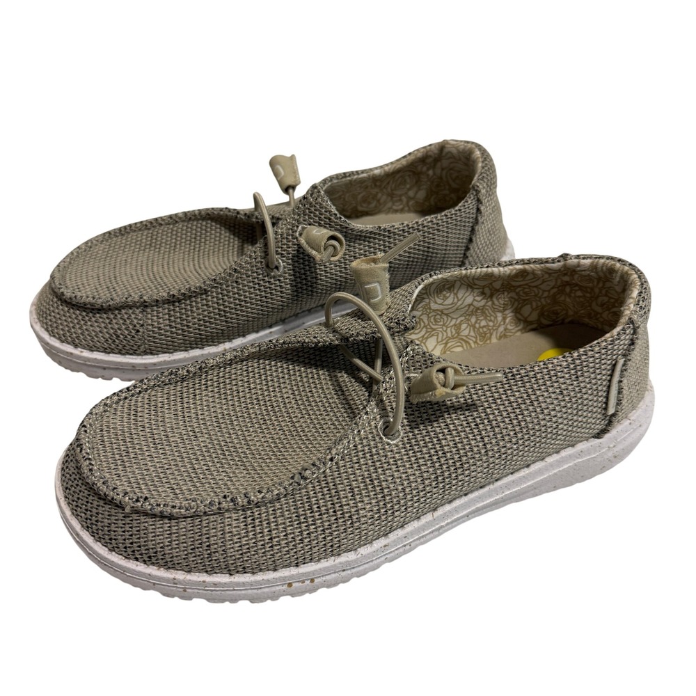 Hey Dude Wendy Sox Sand Beige Knit Slip On Loafers Shoes 121920604 Womens 5